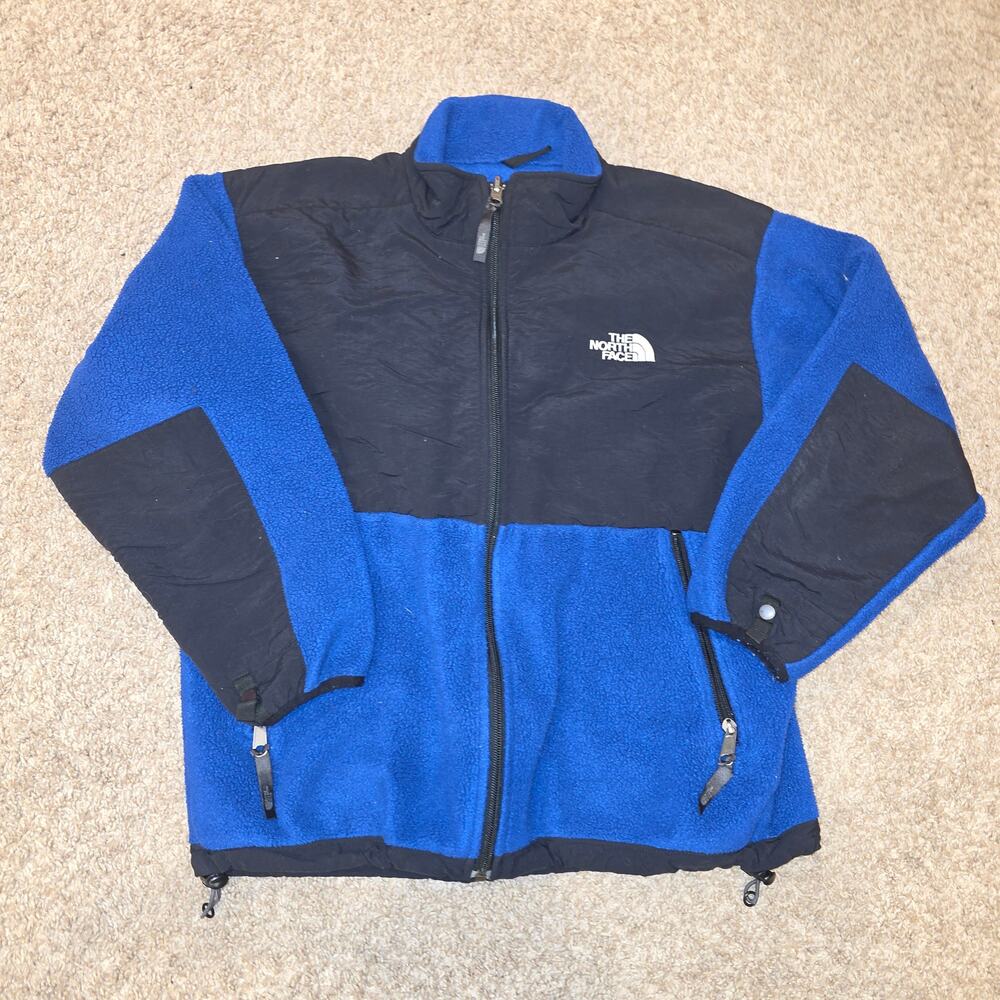 EUC The North Face retro Denali jacket in blue and black colorway, sz youth L
